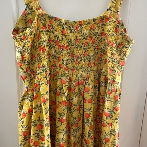 Wild Fable XL Floral Summer Romper Dress Yellow & Orange Citrus Print - Picture 6 of 7